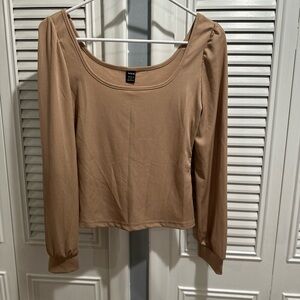 SHEIN Tan Long Sleeve Blouse